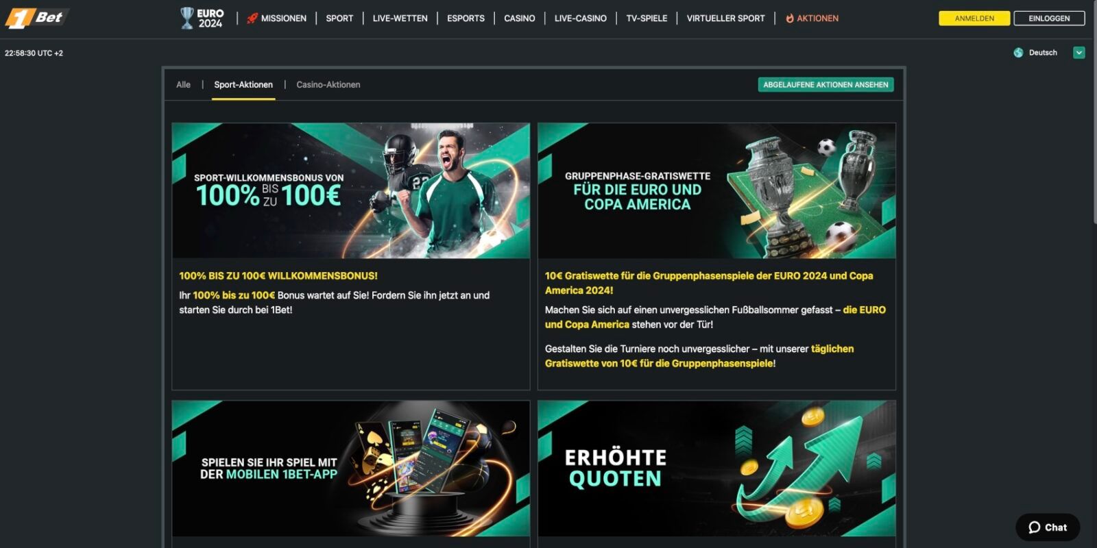 1Bet Aktionen