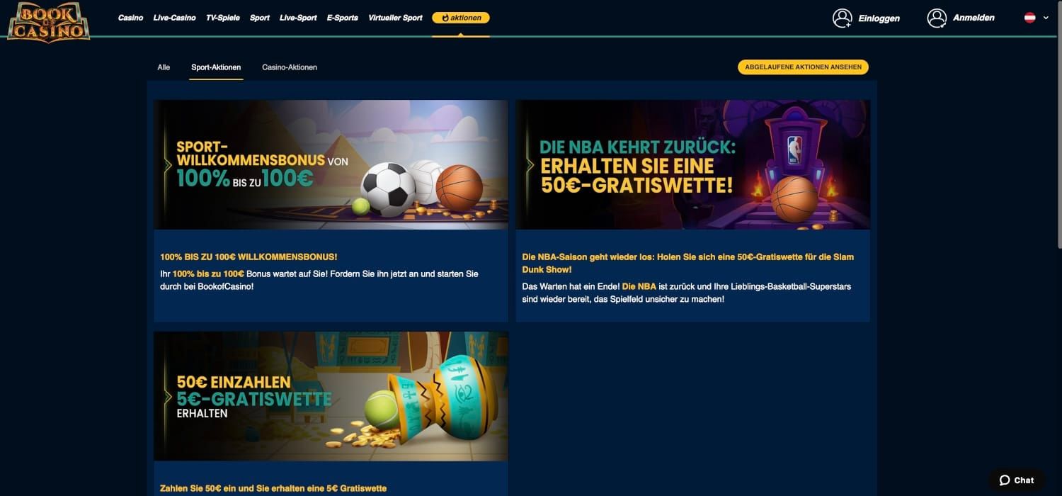 BookOfCasino Sportwetten Bonus Aktionen