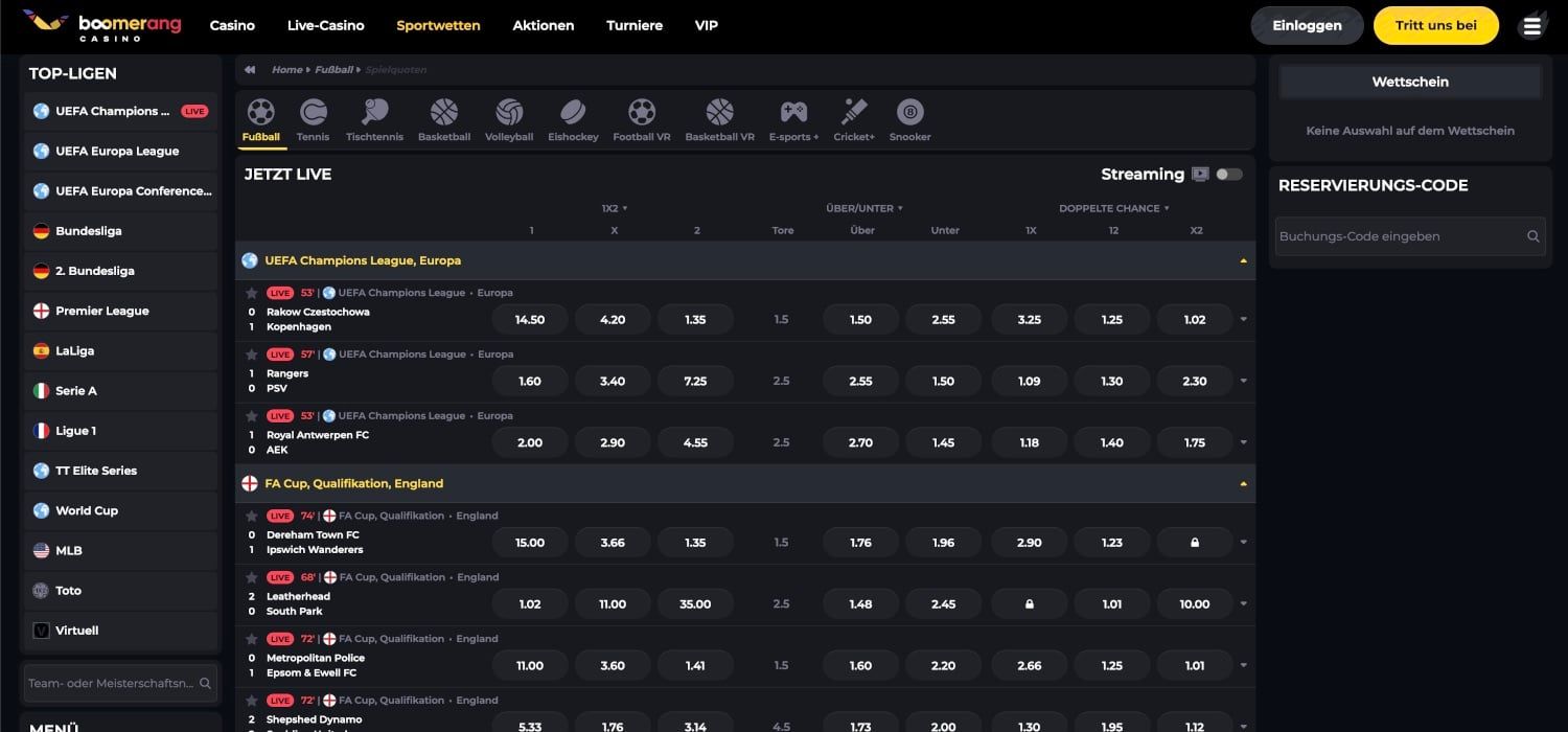 Boomerang Live Wetten