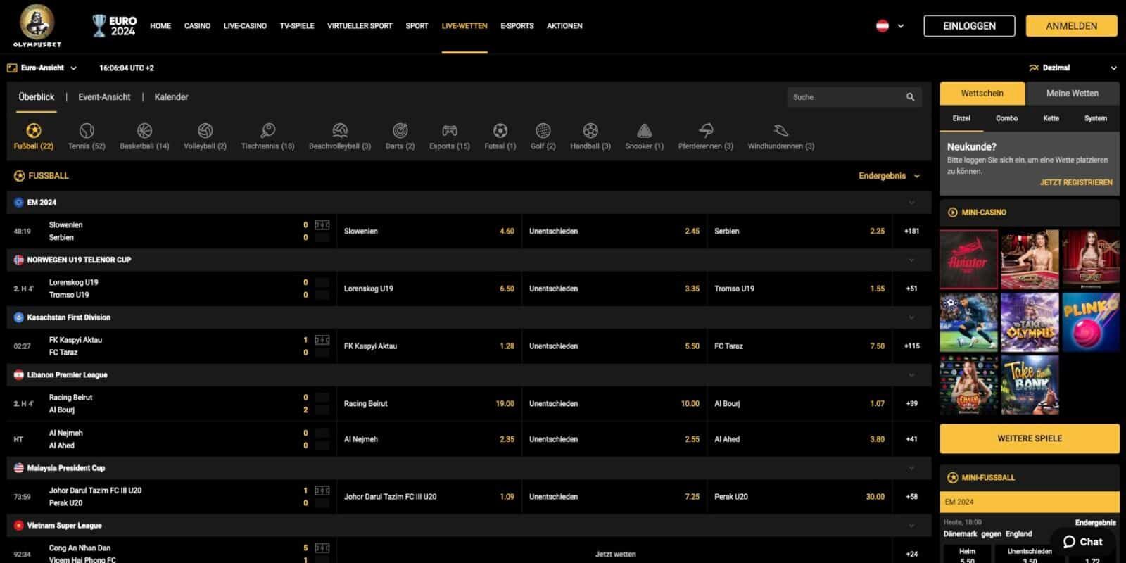 Olympusbet Live-Wetten
