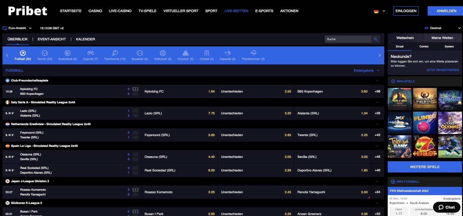 Pribet Live Wetten