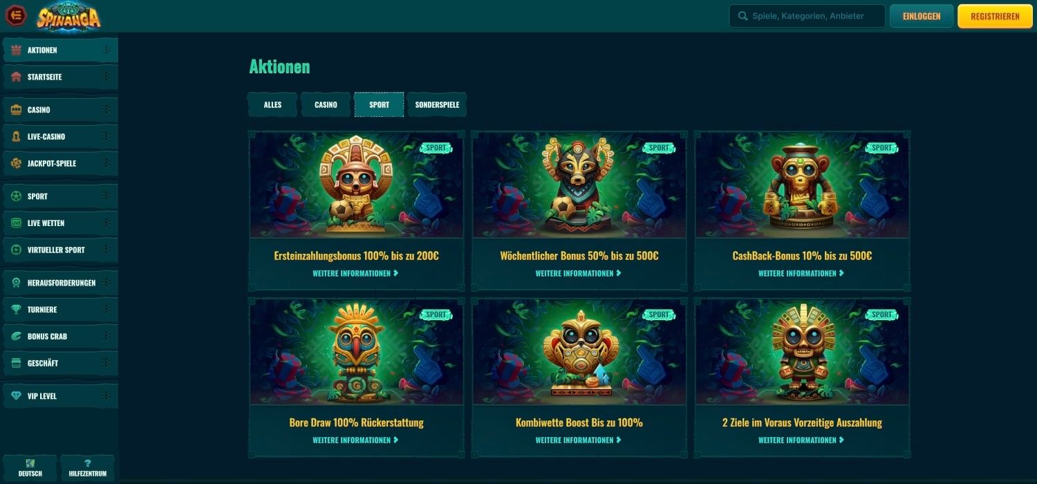 Spinanga Bonus Aktionen