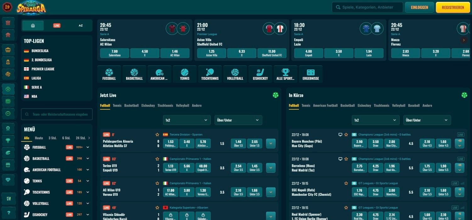 Spinanga Sportwetten