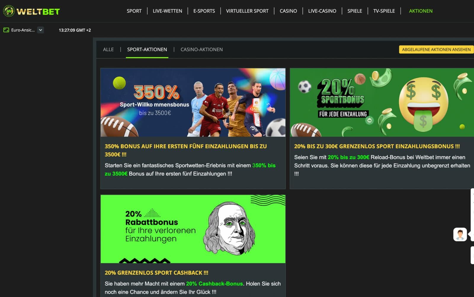 Weltbet Bonus Aktionen