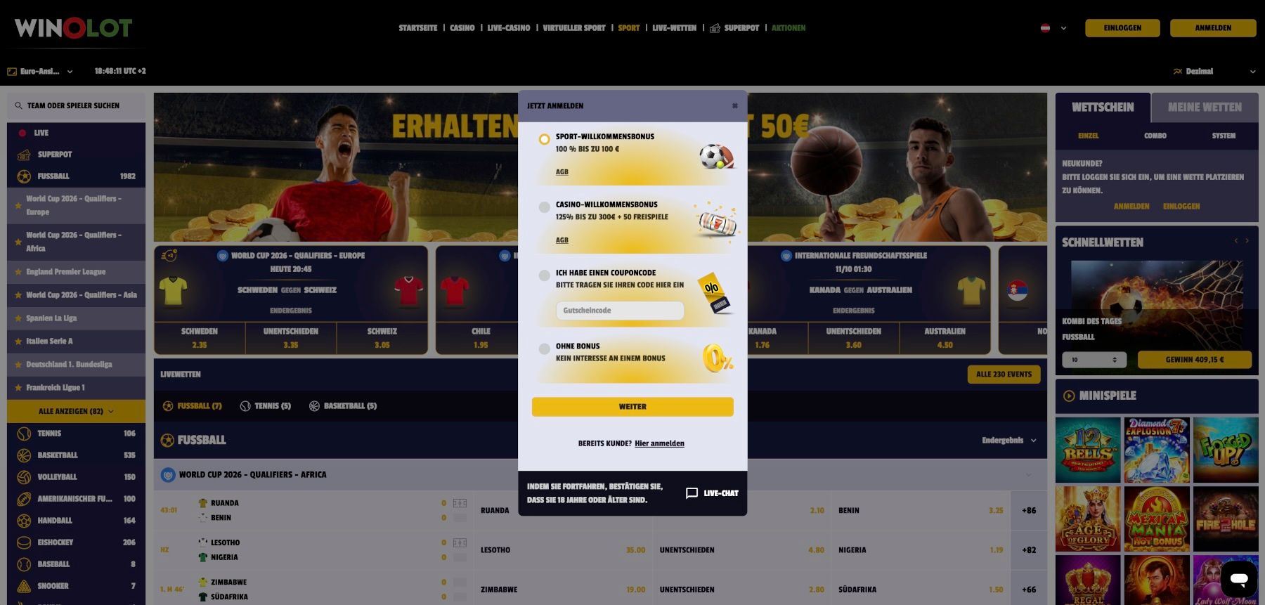 Winolot Registrieren