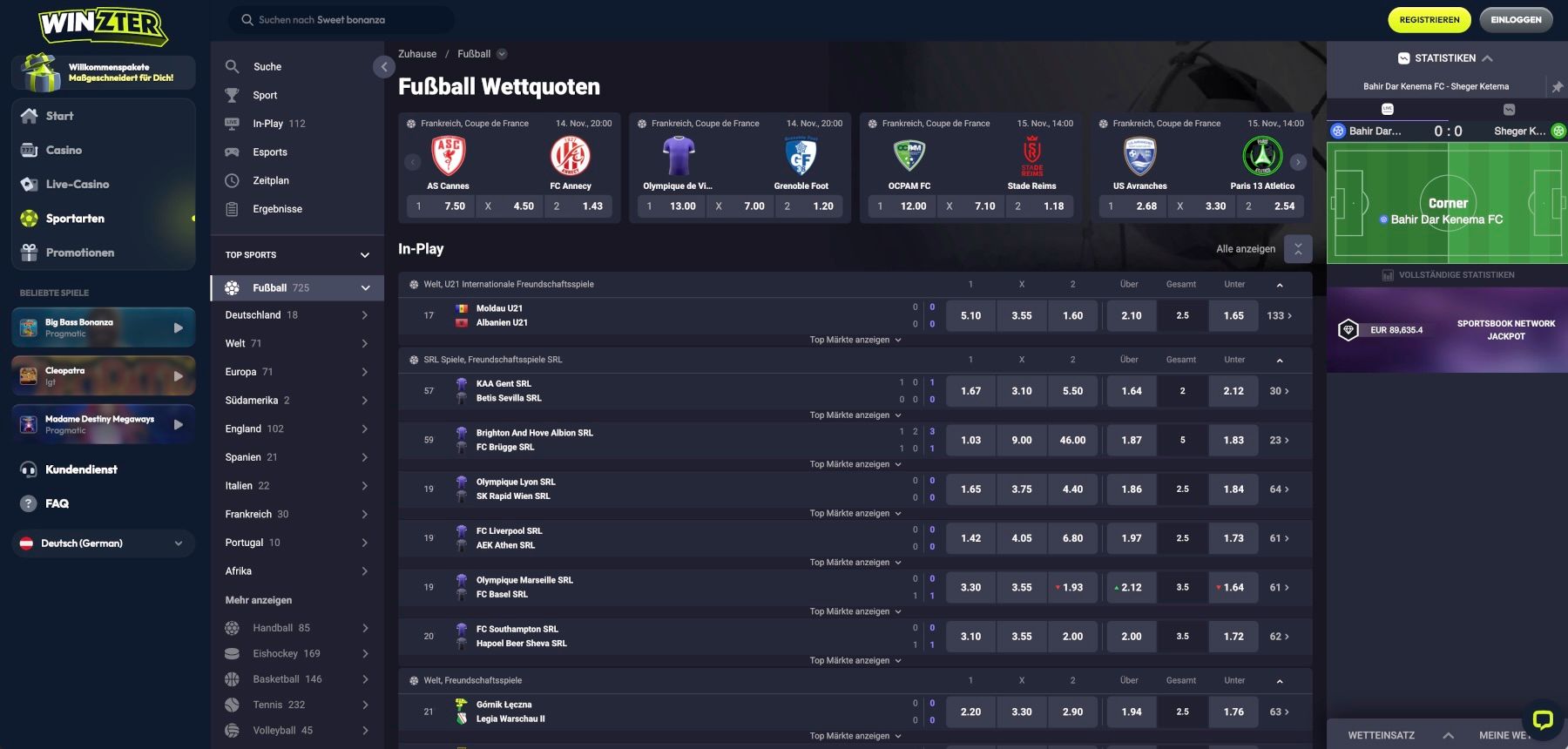 Winzter Bundesliga Wetten