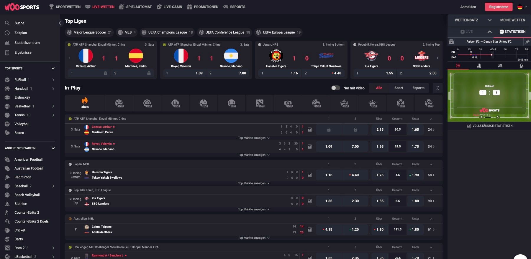 WooSports Live-Wetten