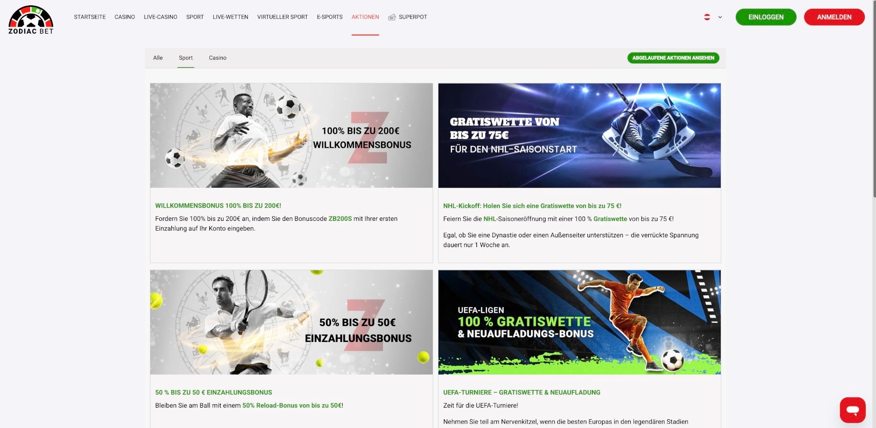 ZodiacBet Aktionen
